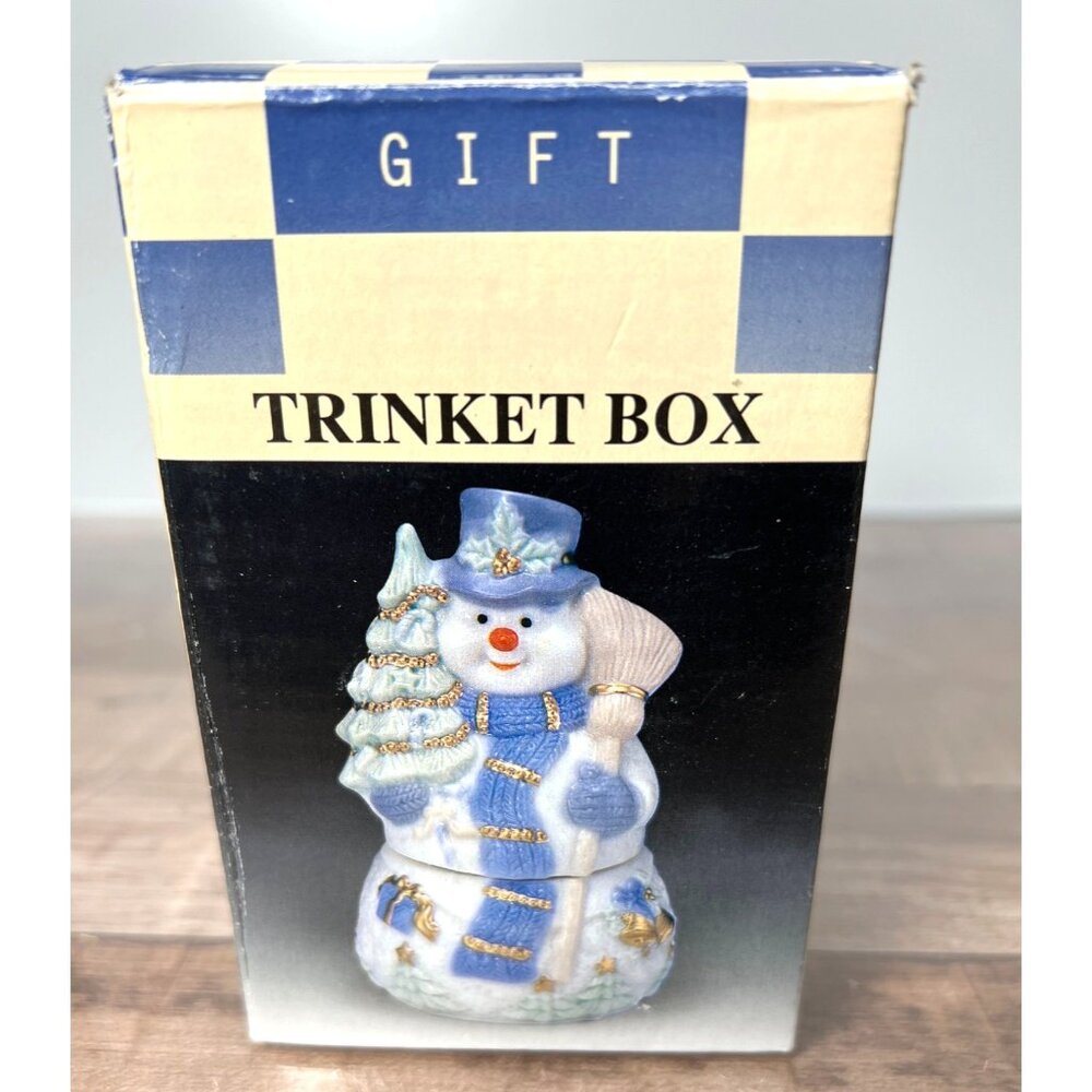 Ceramic Snowman Trinket Box With Gift Packaging
